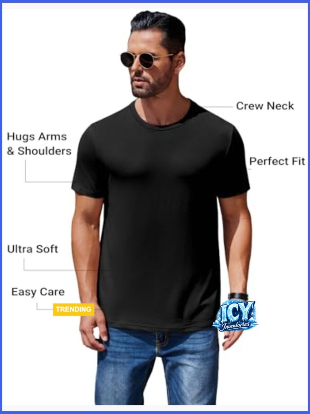 Short Sleeve Crew Neck T-Shirt, Recycled Polyester Blend, Regular Fit - Picture 2 of 7